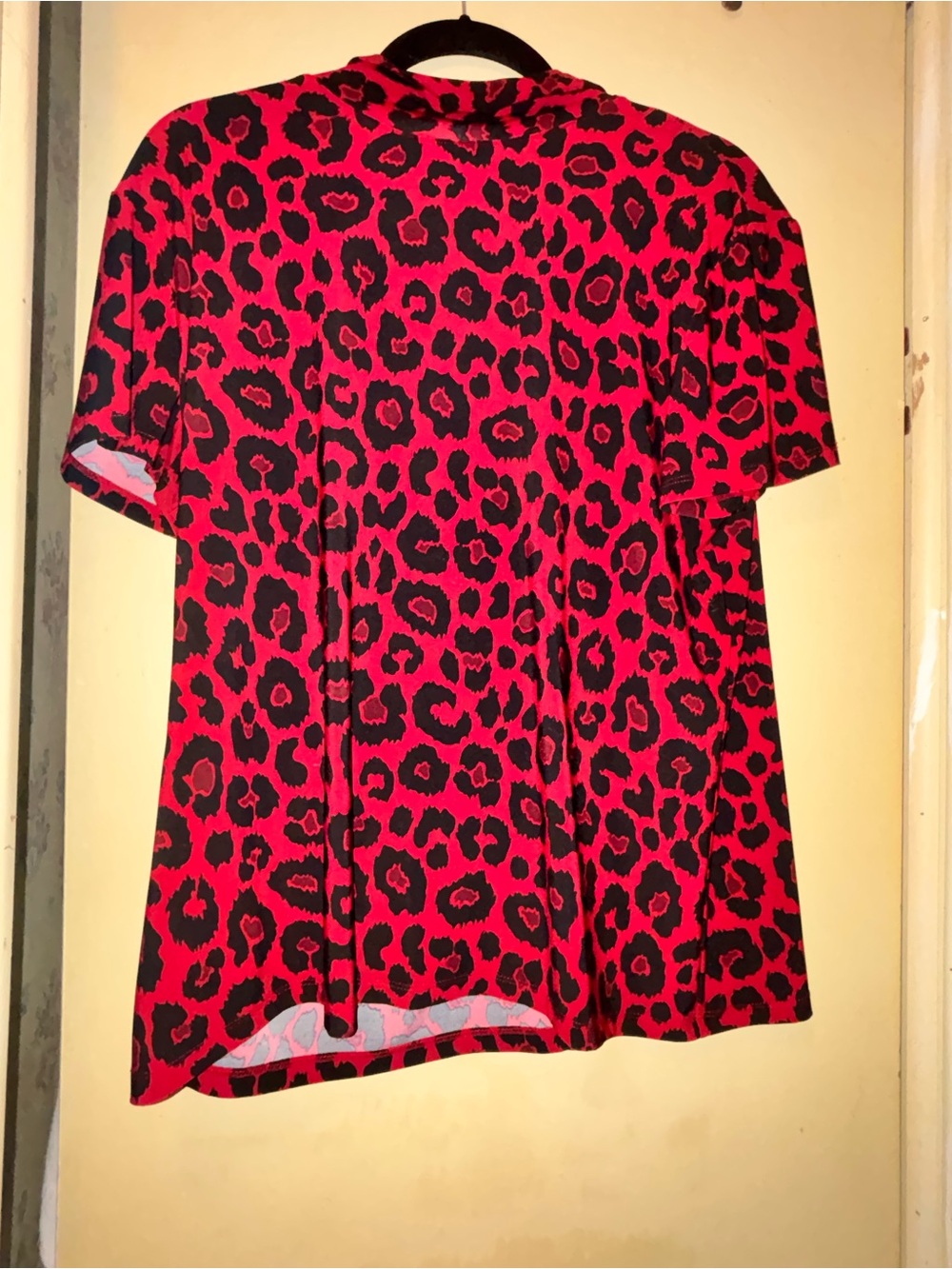 Anne Klein Red and Black Leopard Short Sleeve Tee